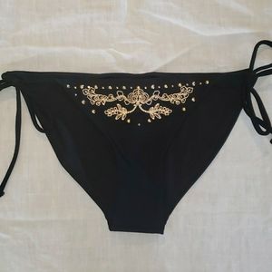 Topshop Studded Embroidered Tie Side Bikini Bottom